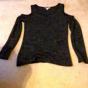 Calvin Klein Black Off-the-shoulder light sweater top.